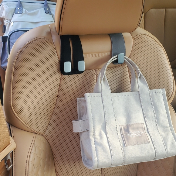 Car seat Headrest Hooks, gray, leather - Picture 1 of 5